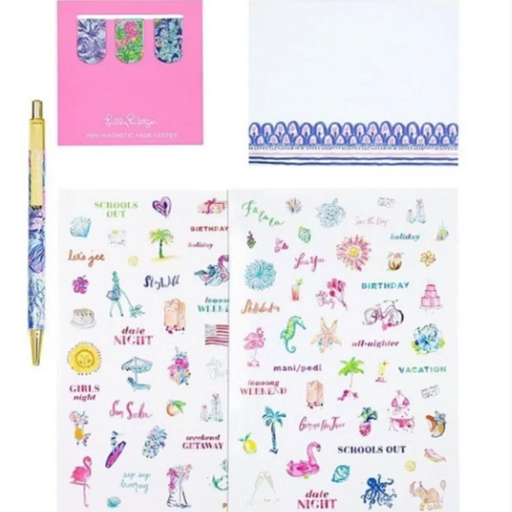 Lilly Pulitzer agenda accessories pack in shadeseekers print NWT